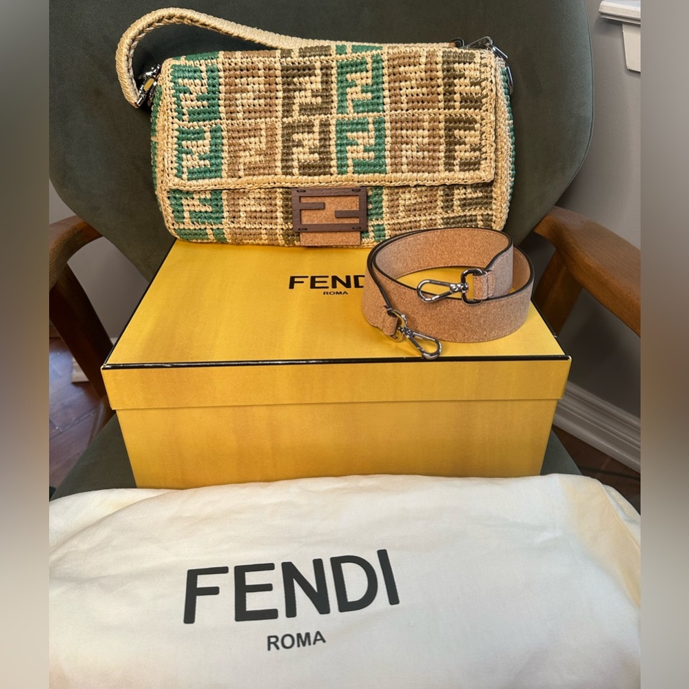 <SOLD> Fendi Maxi Raffia Baguette